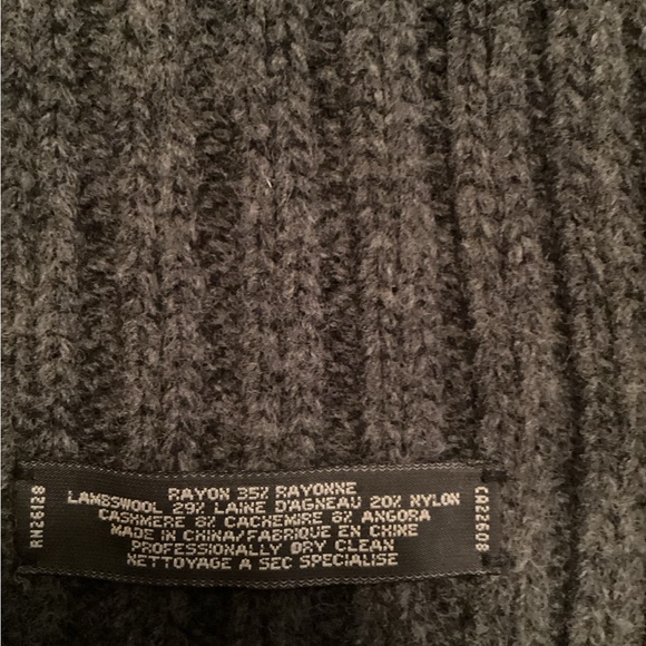 Coach Leatherware Charcoal Gray Lambswool Cashmere Angora Blend Ribbed Scarf - Picture 7 of 7